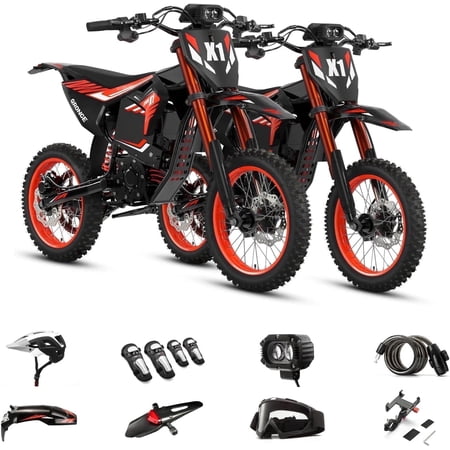 2 Pack Electric Dirt Bike for Adults 4500W Peak 50 mph, 60Mile Range X1 Spark E-Dirt Bike 60V 28.8AH Battery, 14"/12" Fat Tire E-Mountain Bike with Accessory Pack, Dual Hydraulic Brake, UL2849 by SGS