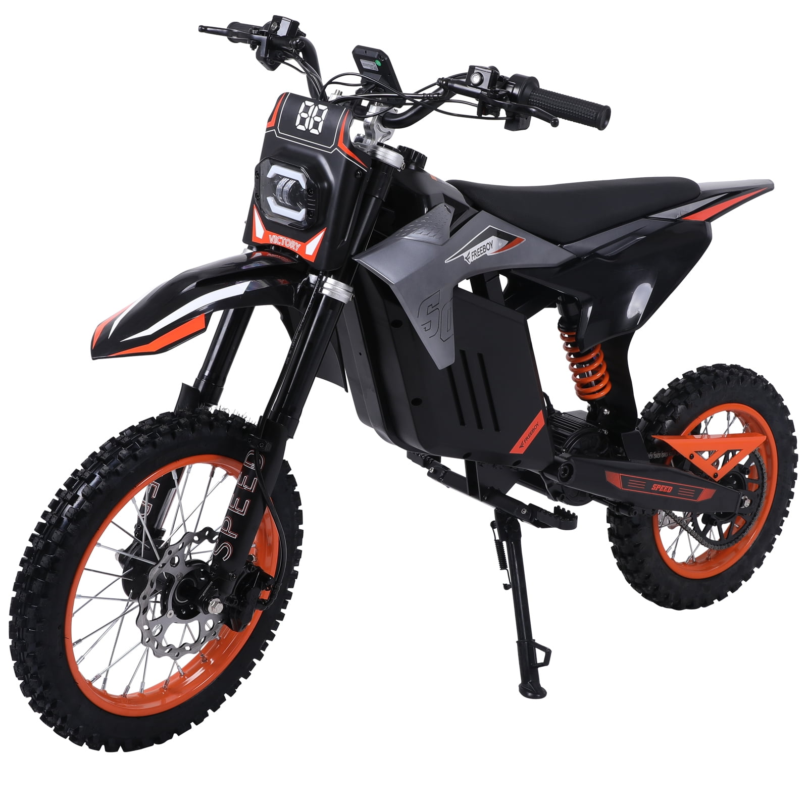 Electric Dirt Bike for Adults, 3000W Peak Mid-Motor Off-Road Motorcycle, 48V 30Ah Battery, Max 34MPH Speed, 14" Tires, Full Suspension, UL 2272 & UL 62133 Certified, Black/Orange