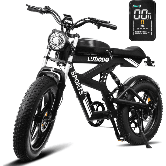 Electric Dirt Bike for Adults 750W Motor 48v 17.8AH ,Top Speed 34MPH,75Miles Long Range 7 speed Motorcycle,20*4.0 Fat Tire Electric Motorcycle with Dual Shock Absorber,Double Disc Brake