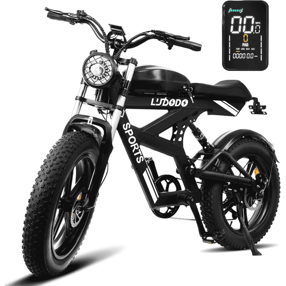 Electric Dirt Bike for Adults ,Peak 1500W Motor 48v 17.8AH ,Top Speed 34MPH,75Miles Long Range 7 speed Motorcycle,20*4.0 Fat Tire Electric Motorcycle with Dual Shock Absorber,Double Disc Brake