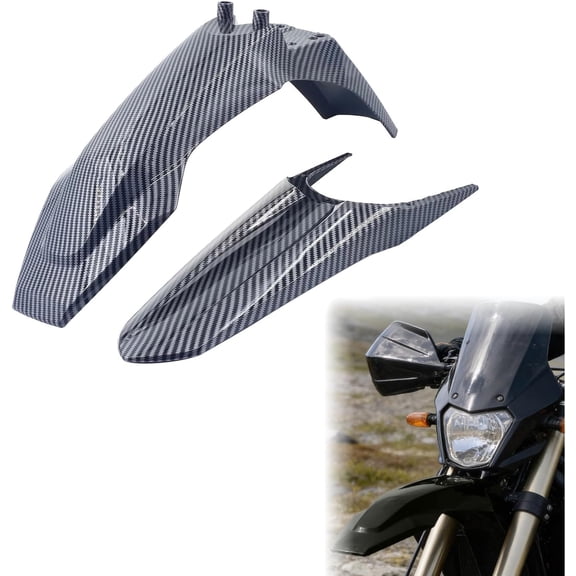 Electric Dirt Bike Fender Set, Front and Rear, Carbon Fiber Style, Universal Mud Guard Protector