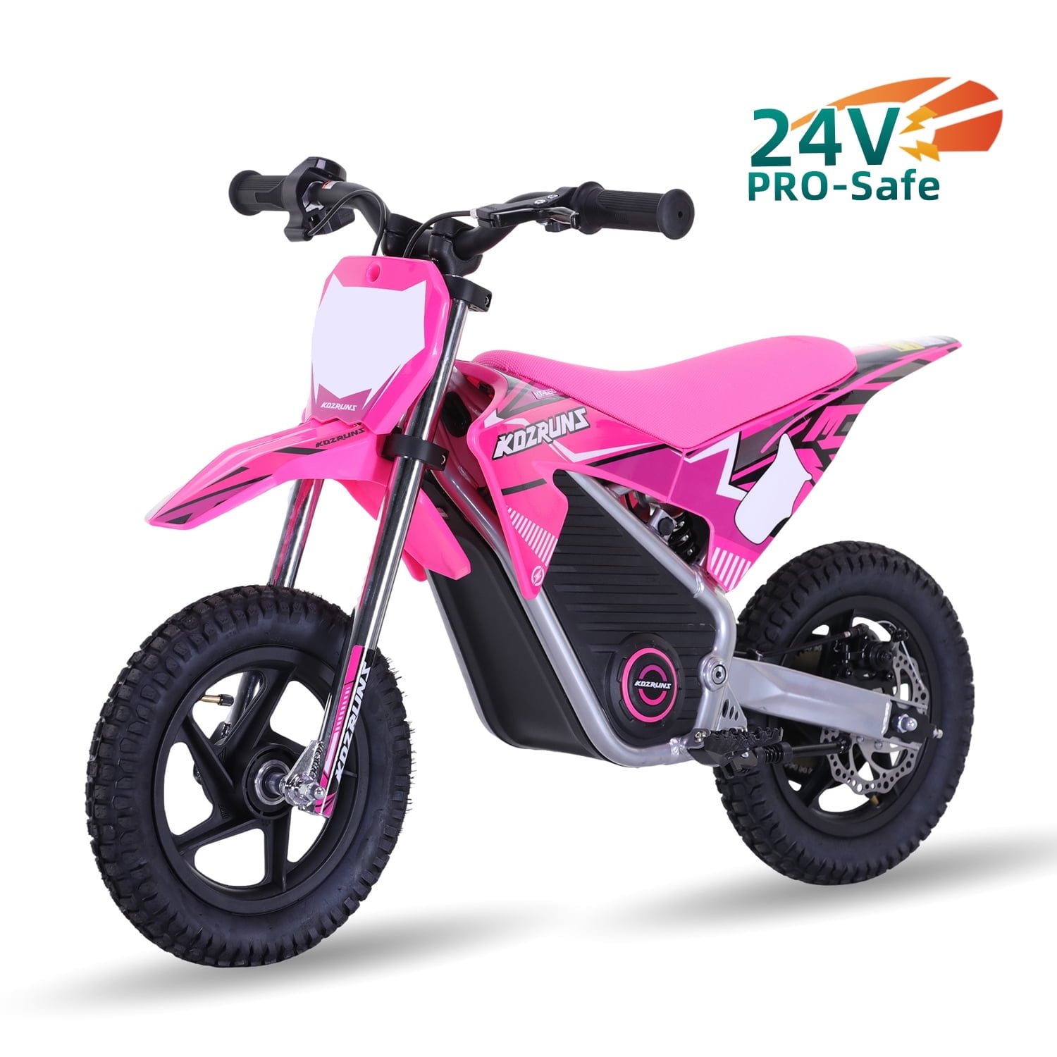 Electric Dirt Bike for Kids, Powerful Motorcycle for Ages 3-6, 24V 2.6Ah Lithium Battery, Dual Shock Absorption, 2 Speed Modes, Safe Disc Brake, 12Inch Off Road Tires Pink
