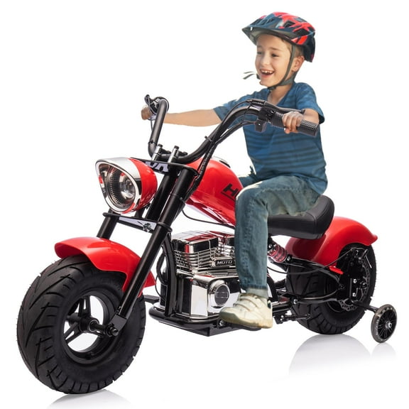 Electric Dirt Bike, Off-Road Electric Dirt Bike, 350W Kids Motorcycle with Training Wheels, Led Light, Music, 16.5 MPH, 36V Ride on Toys for Big Kids, Ages 14+