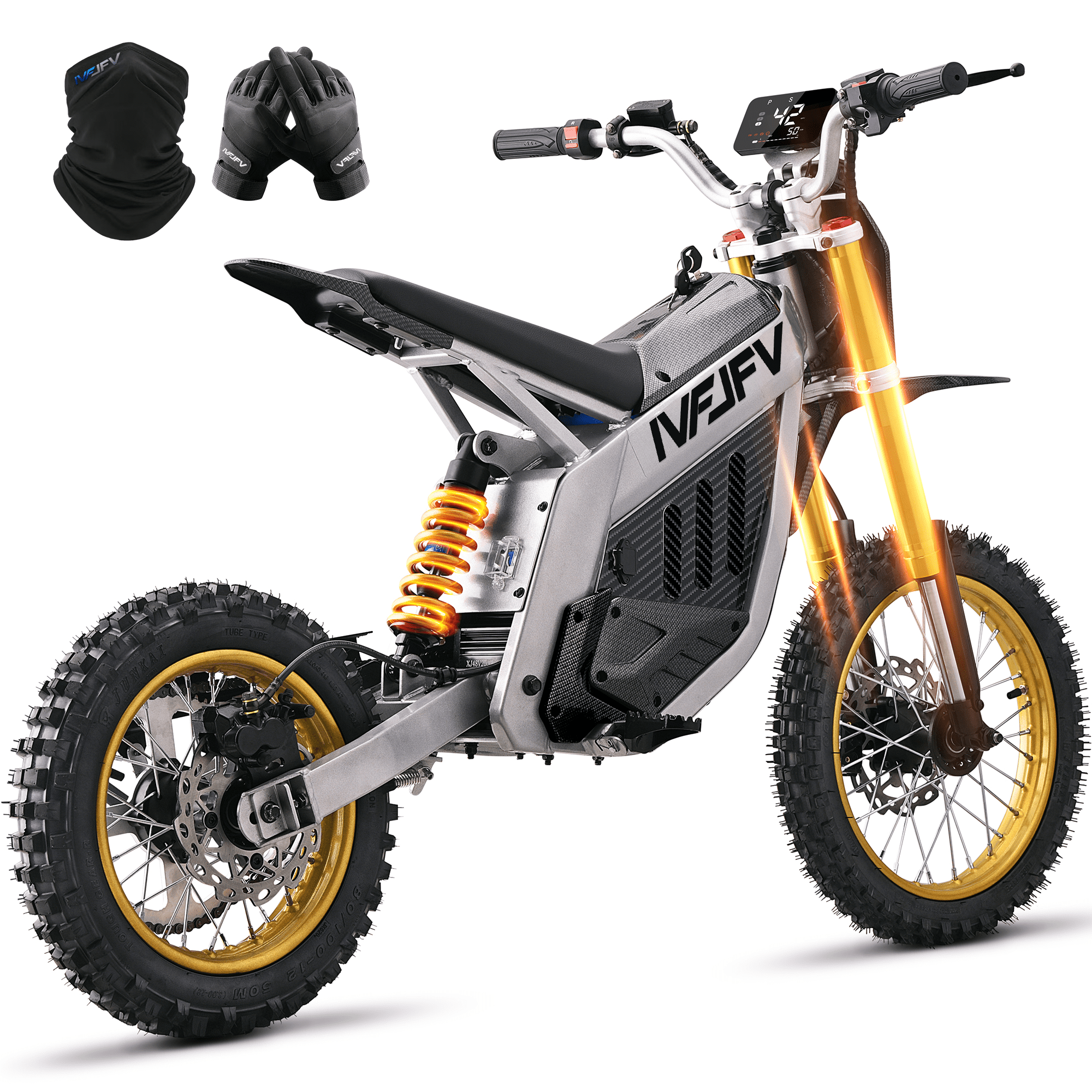Electric Dirt Bike for Teens Adults, 14"/12" Fat Tire,Peak 3000W Mid-Drive Motor and 48V 30AH Battery, 42 MPH Max Speed,Hydraulic Off-Road E-dirt Bike for Age 13+,Black