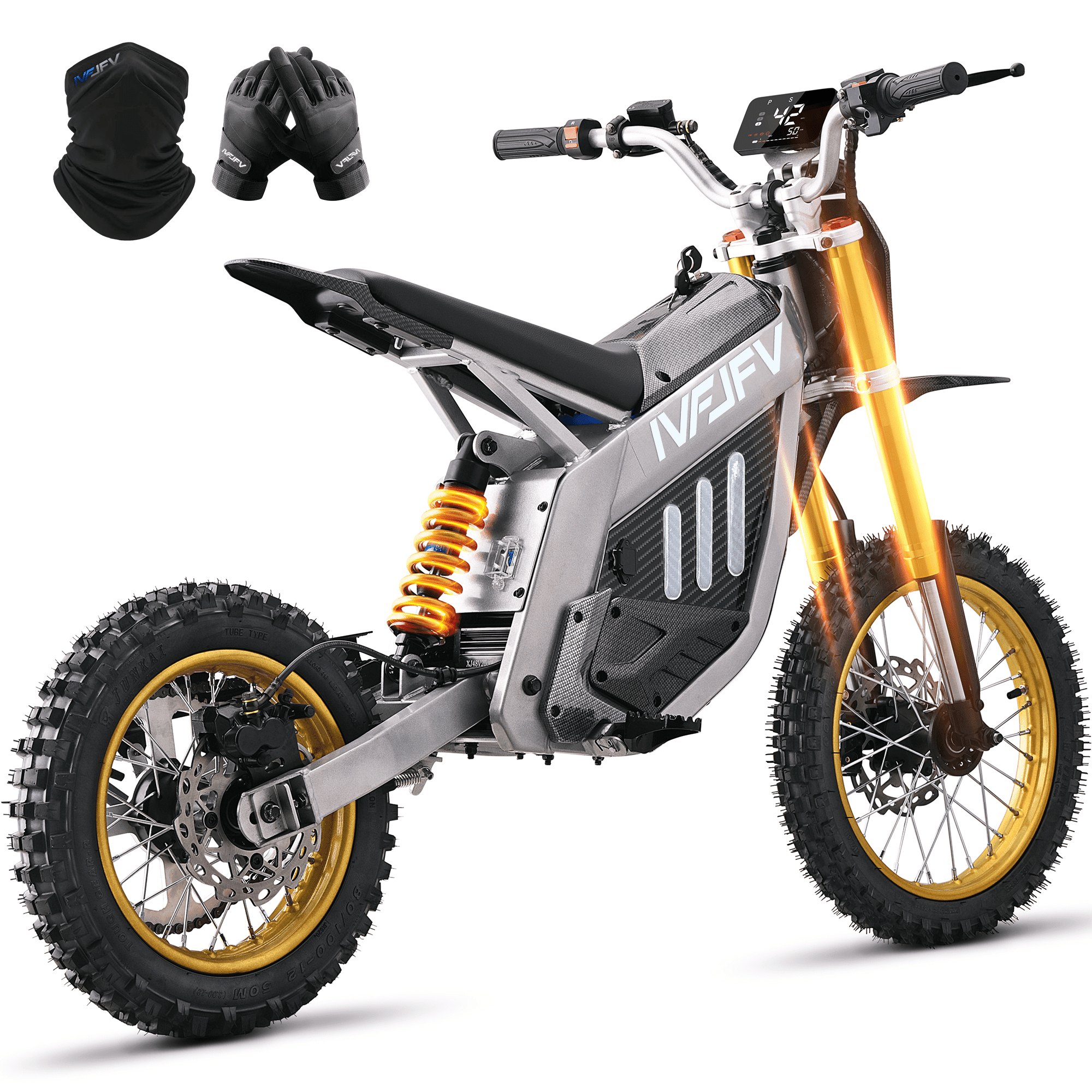 Electric Dirt Bike for Teens Adults, 14"/12" Fat Tire,Peak 3000W Mid-Drive Motor and 48V 30AH Battery, 42 MPH Max Speed,Hydraulic Off-Road E-dirt Bike for Age 13+,White