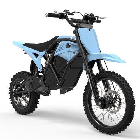 Eskute Electric Dirt Bike for Teens Adults, Electric Motorcycle 48V23Ah, Mid-Drive Motor 3500W Peak 38mph 53-Mile Range, Hydraulic Nitrogen Dual Shock Absorbers Blue with Lock, UL2849