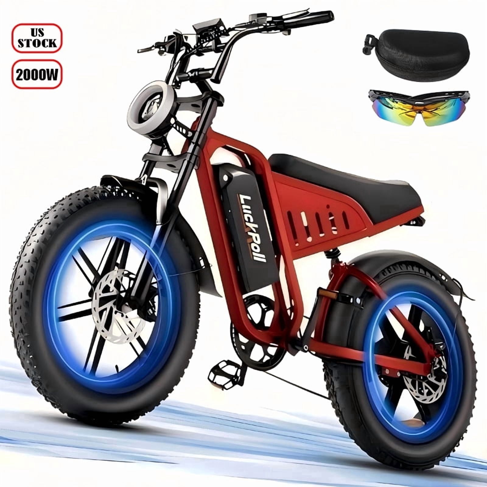 Electric Dirt Bike for Adults, 2000W 48V 25Ah Electric Motorcycle Moped,20" Fat Tire, 80-60 Miles Range with NFC & Password Unlock UL2849