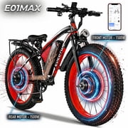 EOEOTWO E01MAX Electric Bike for Adults, Peak 3000W Dual Motor Off-Road Ebike, 26 Fat Tire 40MPH Fast Mountain E-Bike with 48V 23Ah Battery, Dual Hydraulic Brakes, 80 Miles Long Range UL 2849