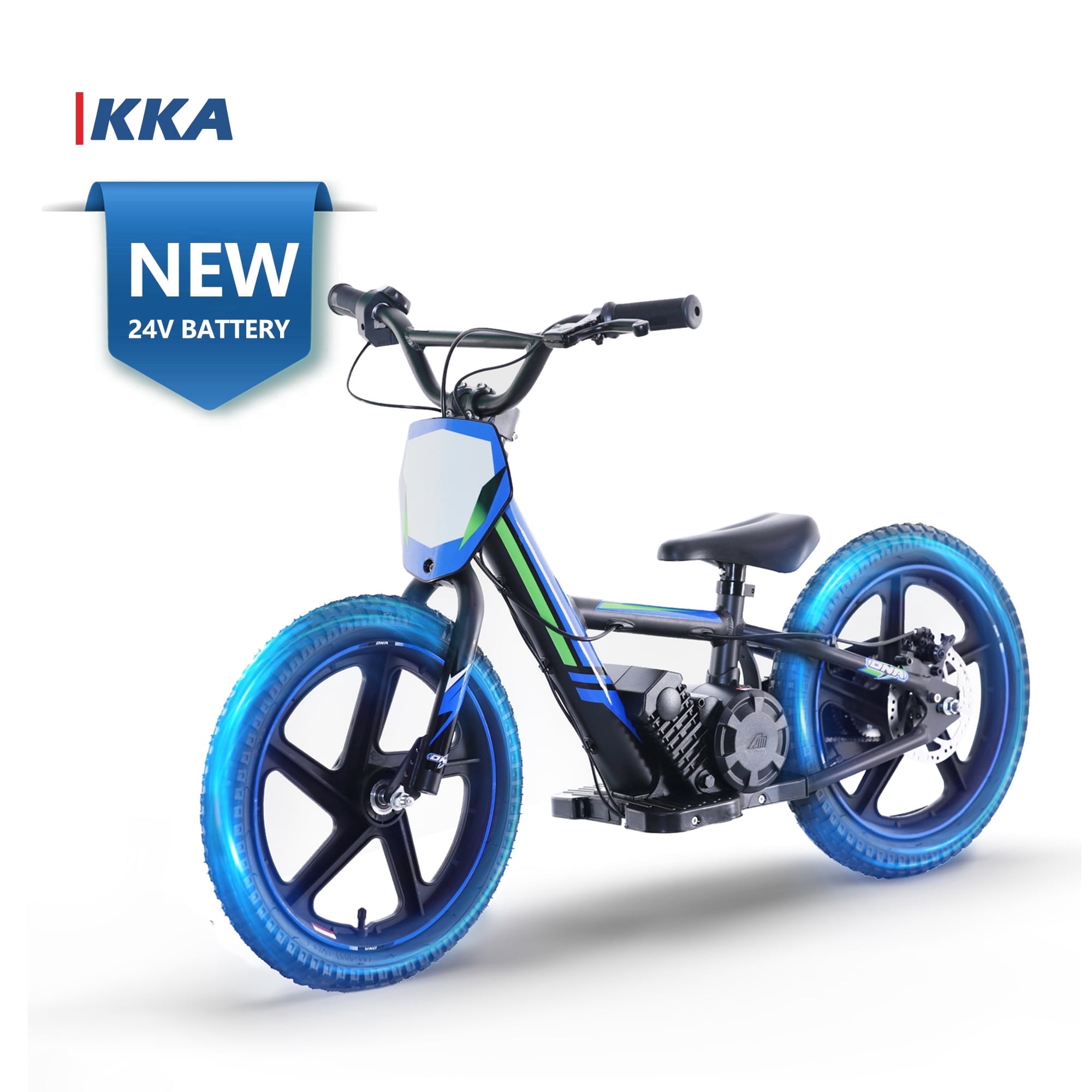 Electric Dirt Bike for Kids, 340W Racing Grade Brushless Motorcycle for Ages 5-12, 3 Speed Modes, 16 inch Tires, Blue