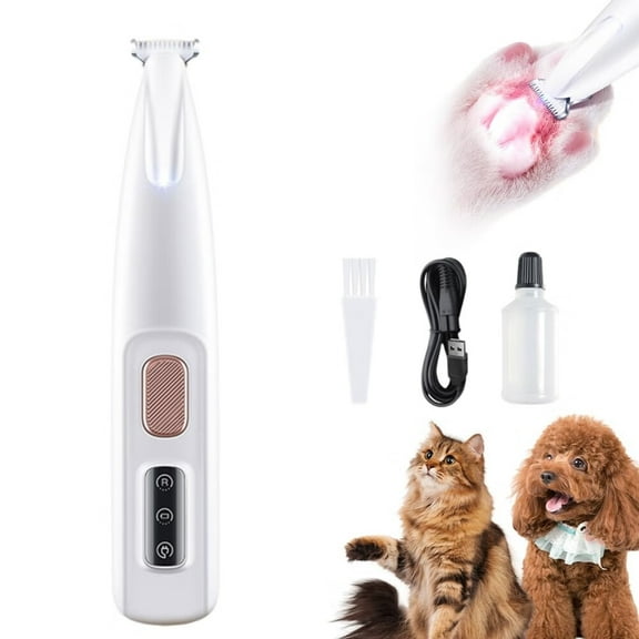 Electric Dog Clippers with LED Light - Cordless,Low Noise,Rechargeable Multi-Purpose Trimmer for Dogs,Paws,Ears,Face & Rump