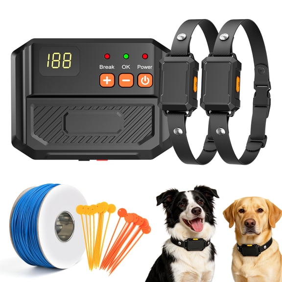 Charkool Electric Dog Fence, Underground System with Rechargeable Waterproof Collars for 2 Dogs