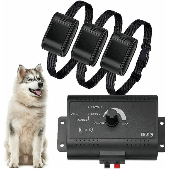 Electric Dog Fence, In-Ground Pet Containment System, Waterproof Training Collar with Tone/Static Correction, Covers up to 1/2 Acre, Electric Pet Fence for Stubborn Dogs,for3dog