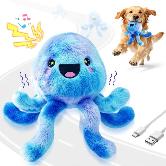 Electric Dog Toy, Durable Interactive Dog Toy with Crinkle Tentacles, Sound & Vibration for Anxiety Relief and Brain Stimulation, for Puppies, Medium & Large Dogs