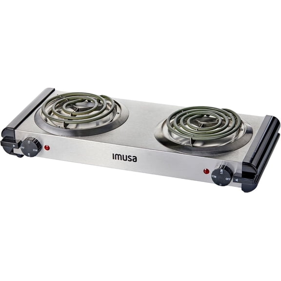 Electric Double Burner 1750 Watts Stainless Steel Silver Bestseling