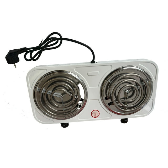 Electric Double Coil Burner Cooktop with Temperature Control and Easy