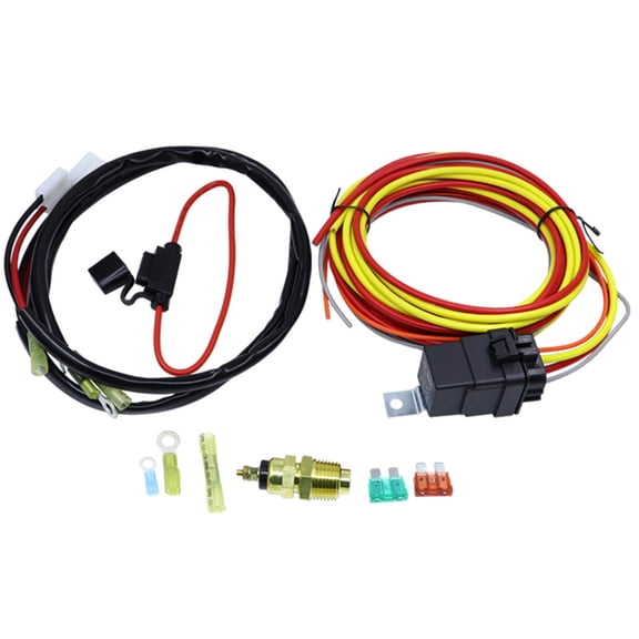 Electric Double Cooling Fan Wire Harness Kit 40A 12V 185 Degree on 165 Off Thermostat Car Relays Wiring Harness