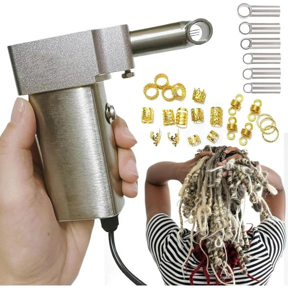Electric Dreadlocks Tool Kit,Instant Dreadlock Machine for Locs,Stainless Steel Dreadlocks Maker,Crochet Machine with 6-16mm Braiding Head(6 PCS) & 290 PCS Hair Decoration