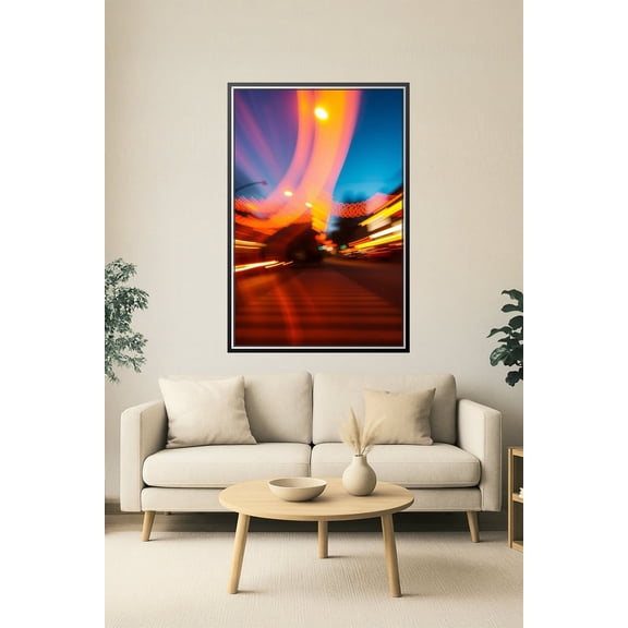 Electric Drift – Abstract City Lights in Motion Photography Poster 【Photo Paper】