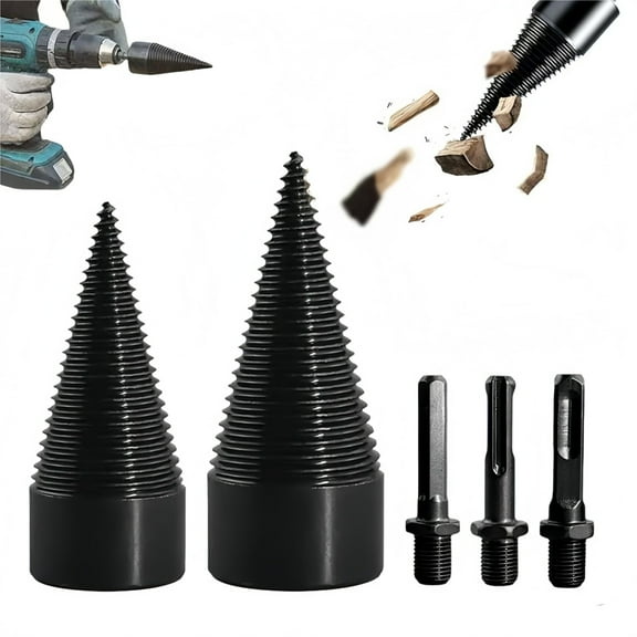 Electric Drill Bit Set for Easy Log Splitting, Heavy Duty Firewood Drill Bits & Wood Splitter