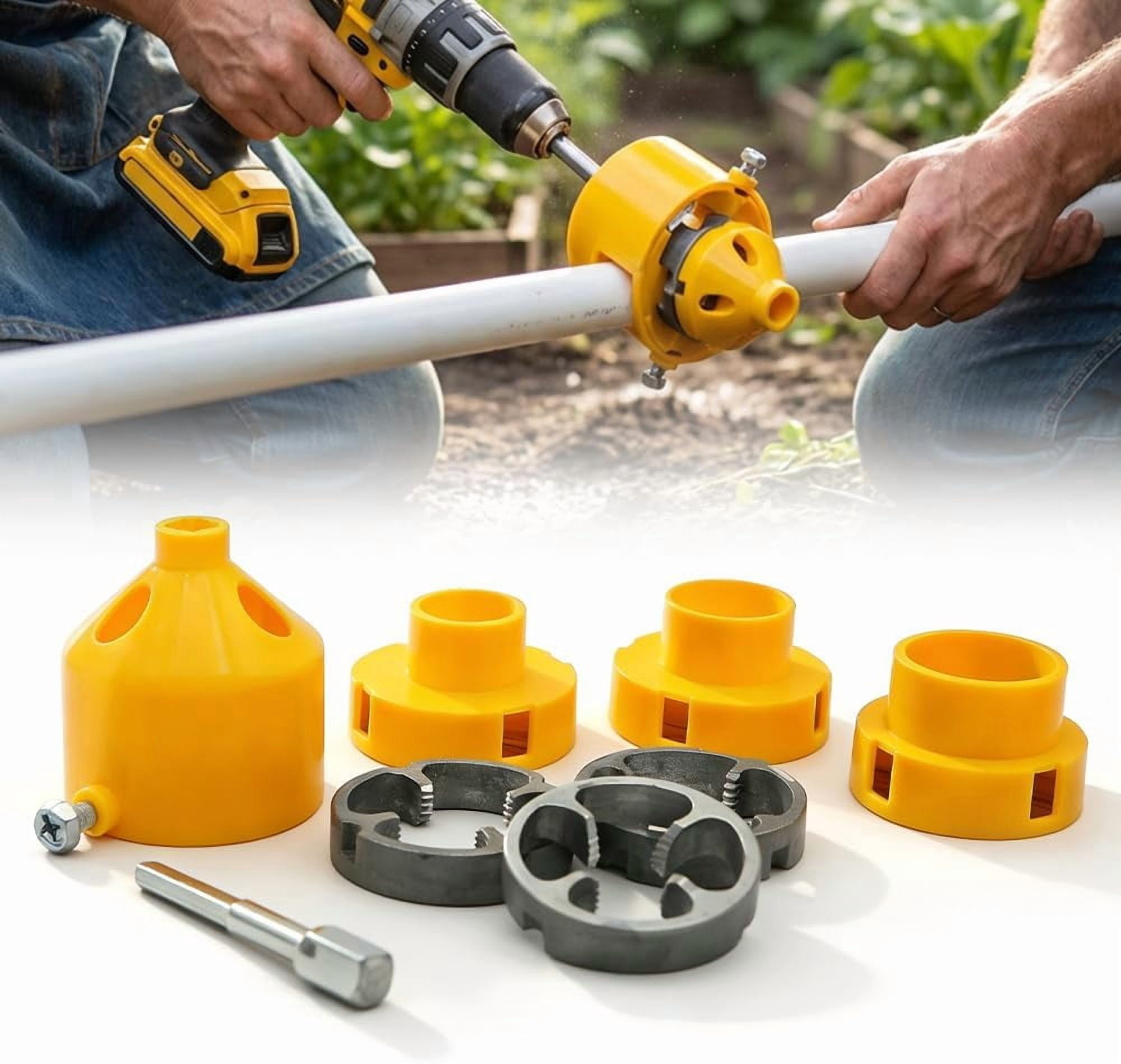 Electric Drill Compatible PVC Pipe Threader Kit 8 Pcs, 1/2 3/4 1 Inch ...