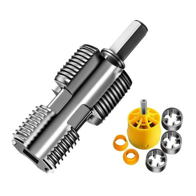 Electric Drill Compatible PVC Pipe Threader Kit,PVC Pipe Threader with 3 Dies, PVC Pipe Threader Set 1/2", 3/4",PVC Thread Maker Tool for Electric Drill,Pipe Threader Plumbing Tool I2Z6