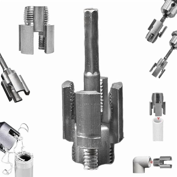 Electric Drill Compatible Pipe Threading Tool, Integrated Internal and External Thread Cutter for PVC Pipe, Portable Threader Kit for Home and Repairs