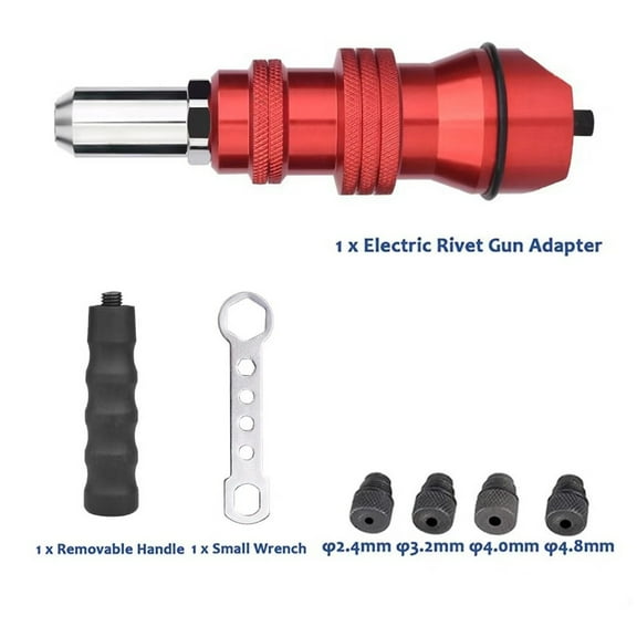 Electric Drill Rivet Gun Adapter, 4Mm-4.8Mm Removable Heads, Convert Cordless Drill Into Professional Riveting Tool For Woodworking Stainless Steel Pipes Diy Projects