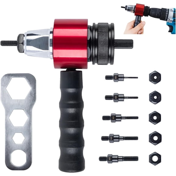 Electric Drill Rivet Nut Adapter Kit M3 to M8 Automatic Riveting Tool with Carrying Case for Metal, Automotive, Furniture & DIY Projects1Set,C