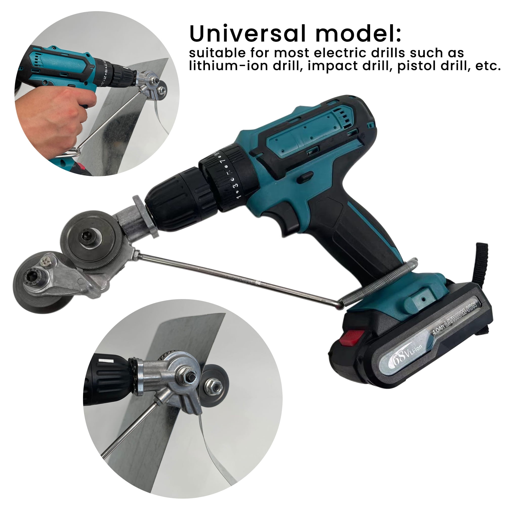 Electric Drill Shears, Metal Nibbler Drill Attachment, Electric Drill Plate Cutter Attachment, Metal Cutter Sheet Drill Attachment for Metal Cutting (Universal)