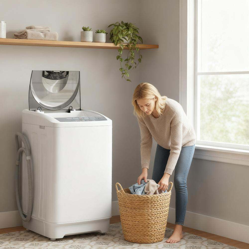 Electric Dryer, Compact Washer, Portable Washing Machine, Full Automatic Washer with 8 Programs and 6 Water Levels, Transparent Grey,White Dryer Machine,Tumble Dryer