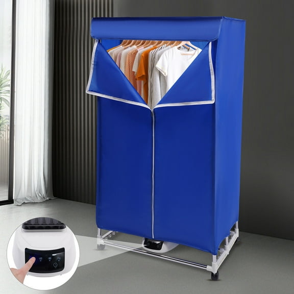 Electric Dryer for Apartments Blue Clothes Dryer, Portable Travel Mini Dryer Machine,1200-1500W 110V 4* Wheels