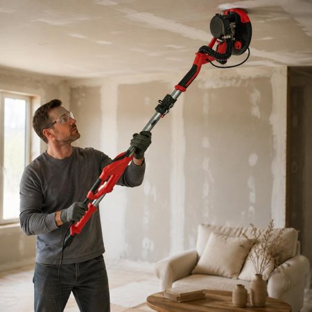 Electric Drywall Sander, 850W, Variable Speed 800-1750 RPM, Foldable Sheetrock Sander with Telescope Handle and Dust Bag