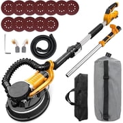 ZHJAN Electric Drywall Sander with Vacuum - Heavy Duty 880W, 5-Speed 1000-2100RPM, Extendable Handle, 12 Discs & Dust Bag, LED Light (59)