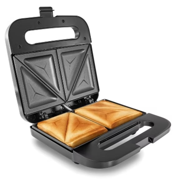 Electric Dual Panini and Sandwich Maker, Stainless Steel, Non-Stick, 750W, Compact Design