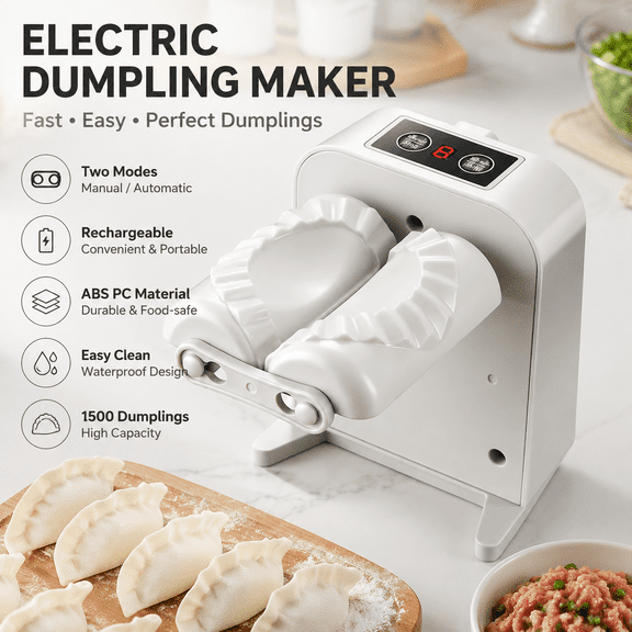 Electric Dumpling Maker with Rechargeable Power, Two Modes, and Easy-to-Clean Construction for Everyday Kitchen Use