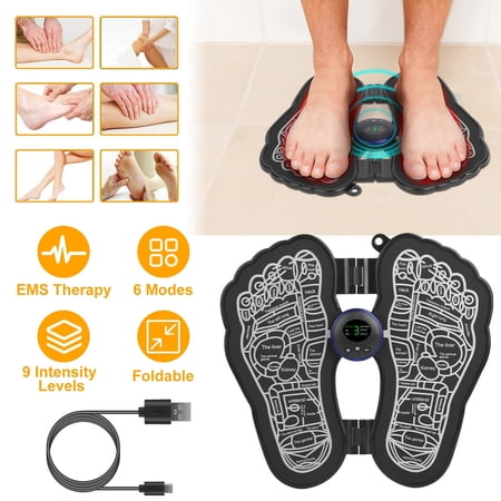 Electric EMS Foot Massager, TeqHome Portable Foot Acupressure Mat, USB Rechargeable Feet Circulation Massage Pad with 6 Modes 9 I