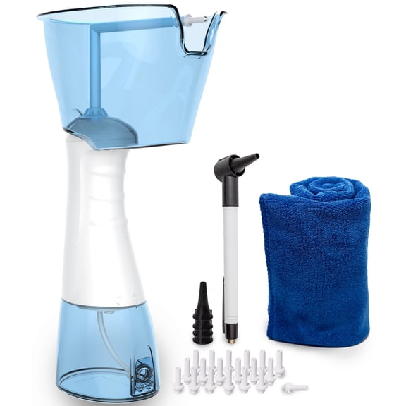 Tilcare Electric Ear Wax Removal Kit - Rechargeable Ear Cleaning Machine for Adults & Kids - Ear Irrigation System with Otoscope, 30 Tips & Microfibre Towel