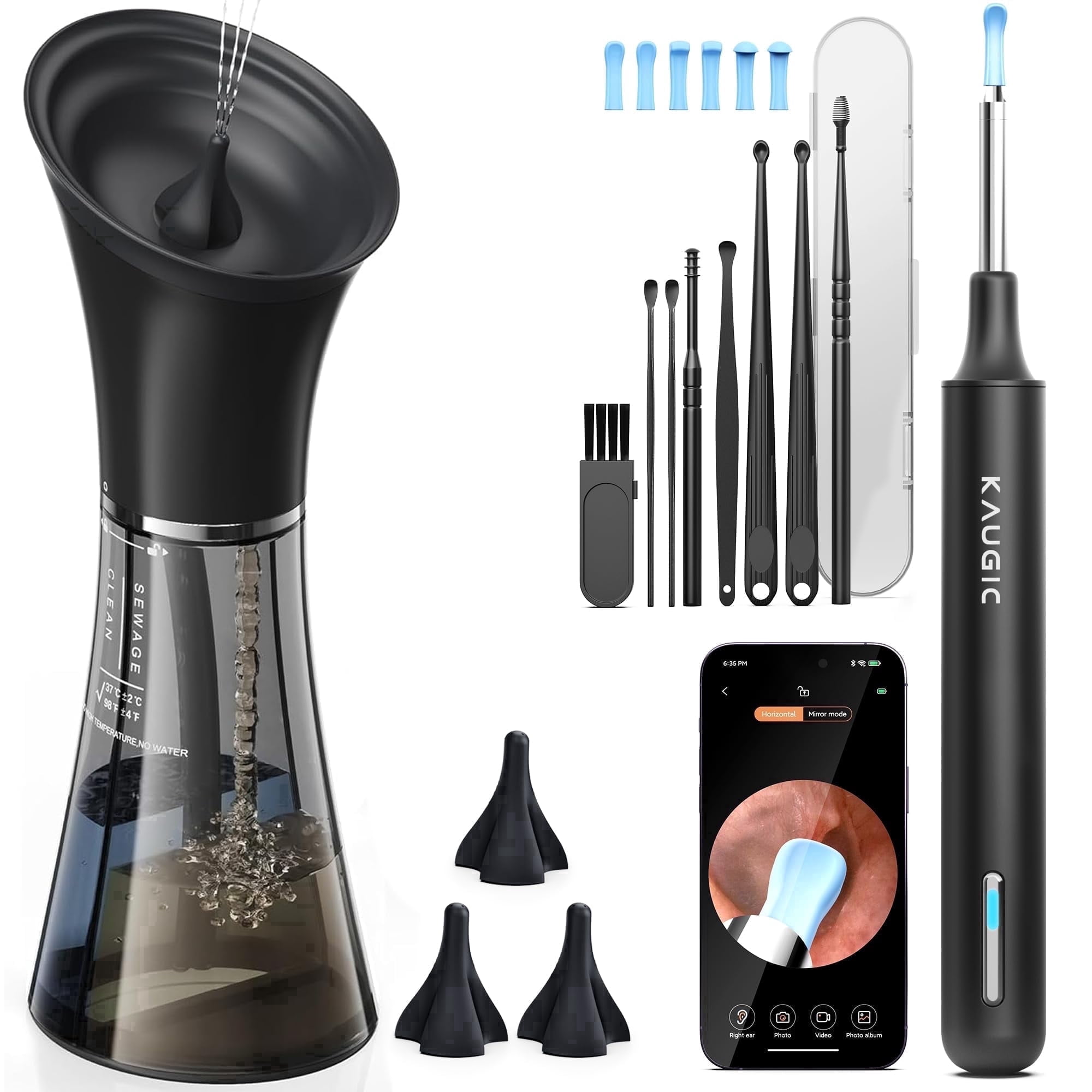 Electric Ear Wax Removal Kit with 1080P HD Camera & Irrigation System ...