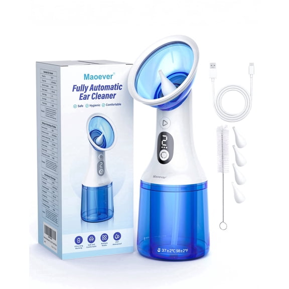 Electric Ear Wax Removal with One-Piece Waste Tank, Water Powered Ear Cleaner with 4 Pressure Modes for Earwax Remove at Home, 4 Tips, USB-C Cable, IPX7 (201 mL)