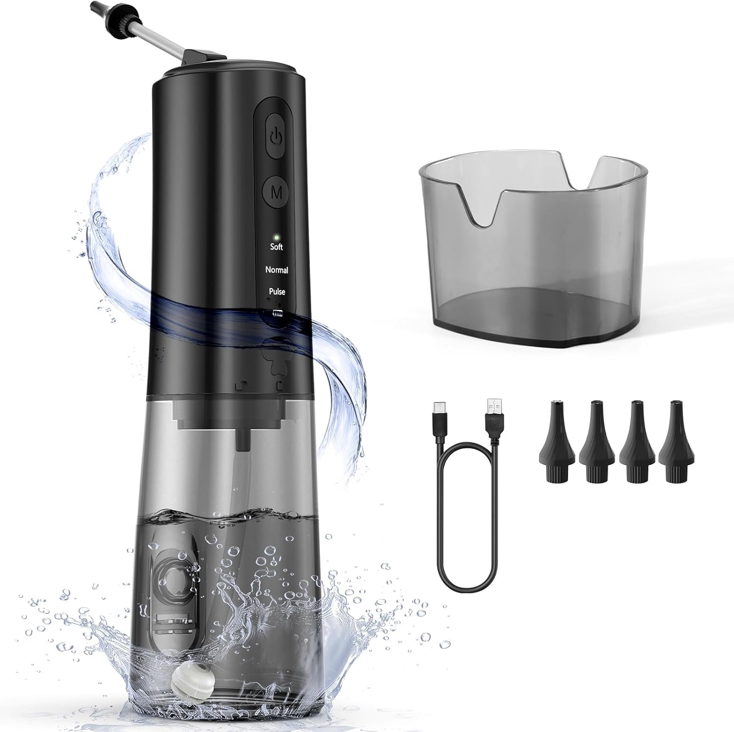 Ear Wax Removal Kit - Water Powered Ear Cleaner with 4 Reusable Replacement Tips and 3 Water Pressure Modes, Safe Electric Ear Wax Removal Tool, IPX7 Waterproof USB-C Rechargeable