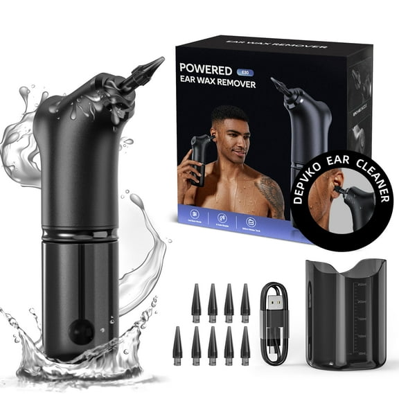 Electric Ear Wax Removal -Water Powered Ear Washer for Humans with 9 Reusable Replacement Tips,Safe & Effective Ear Wax Removal kit USB Rechargeable Triple Jet Stream 4 Pressure Modes