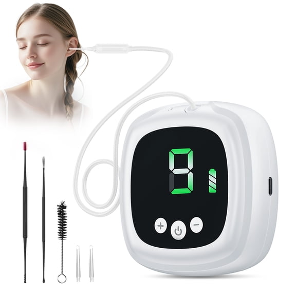 Electric Ear Wax Vacuum Remover, 9-Level Adjustable Suction, Low Noise for Adults, Kids & Pets Earwax Removal Kit w/ 6 Ear Spoons, 2 Auxiliary Tools, 11 Piece