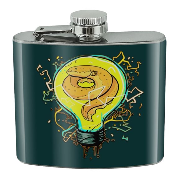 Electric Eel In Light bulb With Electricity Stainless Steel 5oz Hip Drink Kidney Flask