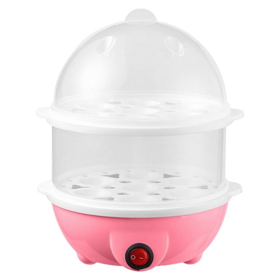 Electric Egg Boilers Cooking Supplies Multifunctional Auto Shut Off Kitchen Utensil Visible Portable Egg Cooker for Dormitory Breakfast Home 2 Tier Pink