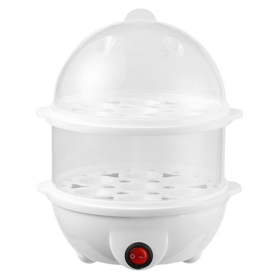 Electric Egg Boilers Cooking Supplies Multifunctional Auto Shut Off Kitchen Utensil Visible Portable Egg Cooker for Dormitory Breakfast Home 2 Tier White