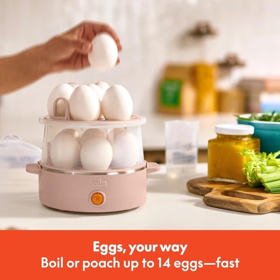 Electric Egg Cooker, 14 Eggs Capacity Tray, Double Stack, for Poached, Scrambled, Hard, Medium & Soft Boiled Eggs, Omelets and Steamed Dumplings, Auto Shutoff, 360 Watt, Blossom