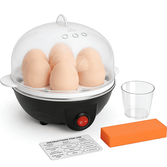Electric Egg Cooker,7-Egg Capacity Countertop Food Steamer with Measuring Cup,Black