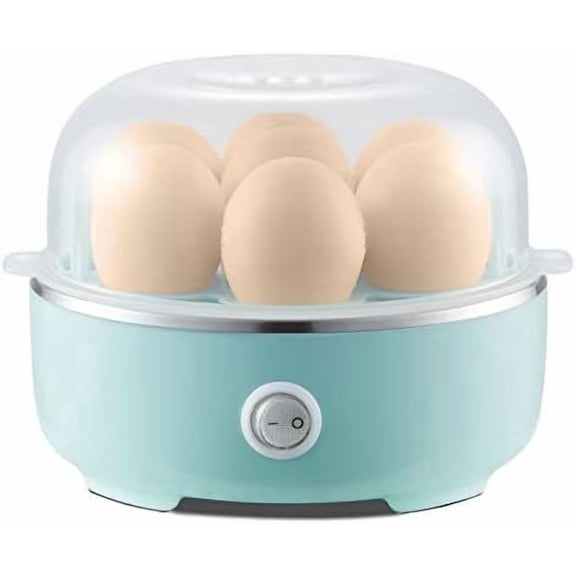 Electric Egg Cooker, Blue Egg Boiler with Auto Shut Off, Soft Medium Hard Boiled Egg Maker, BPA Free, Measuring Cup Included