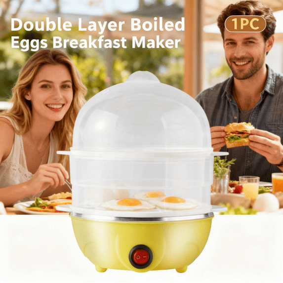 Electric Egg Cooker Boiler Maker Soft,Medium or Hard Boil,14 Egg Capacity Two Layer Egg Maker,Egg Steamer,With Automatic Shut Off,Noise Free