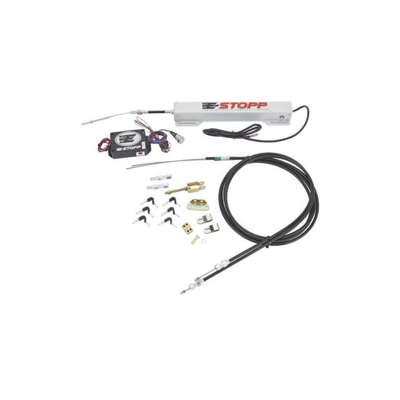 Speedway Motors Electric Emergency Parking Brake Kit with Cables and Brackets, Universal Push Button Electronic E-Brake Actuator for Disc or Drum Brake Systems